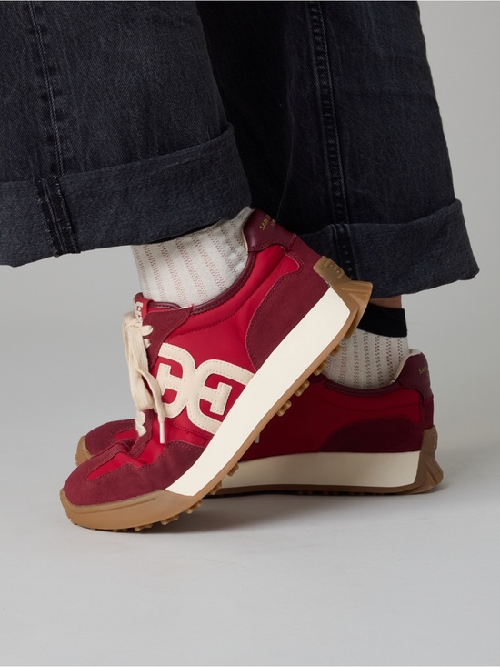 Sam Edelman Shoes - SAM EDELMAN LANGLEY LACE UP SNEAKERS IN DEEP SCARLET RED SUEDE 7